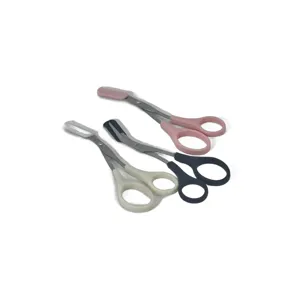 Foarfecă de Subțiere pentru Păr cu Protecție, 12.3 cm – Lamă Zimțată, Disponibilă în Albastru, Roz și Alb, Ideală pentru Tunsori de Precizie