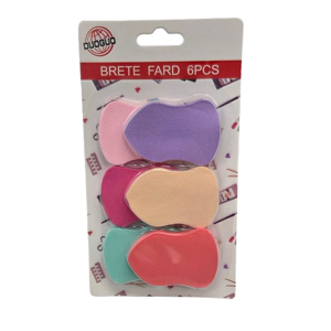 Set 6 Bureți pentru Fard și Machiaj, Formă Ergonomică, Textură Moale, pentru Aplicarea și Uniformizarea Produselor Cosmetice, Culori Variate