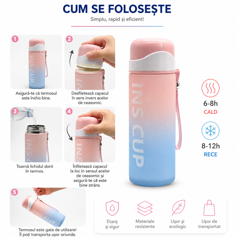 STICLĂ TERMOIZOLANTĂ PENTRU APĂ 500ML