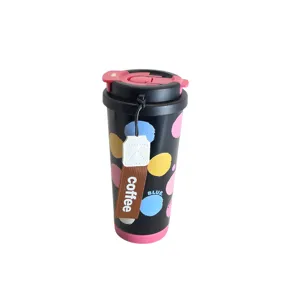 Cană Termos de Cafea 500ML, Pahar Termic Reutilizabil cu Capac, Design Modern pentru Cafea și Ceai, Ideal pentru Birou și Călătorii
