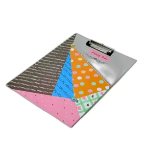 Clipboard A4 Colorat Model Geometric „Happy Vibes” cu Clema Metalică, Ideal pentru Școală și Birou