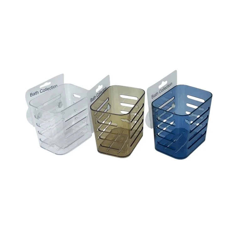 Suport Baie cu Ventuză – Plastic Transparent, Diverse Culori