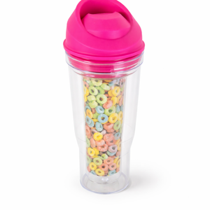 Pahar Portabil pentru Lapte si Cereale MORNING OTE, Recipient cu Compartiment Cereale si Capac Etans, Ideal Mic Dejun On-the-Go