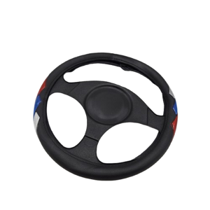 Husă pentru Volan Auto, Diametru 38 cm, Model Sport cu Design Tricolor Roșu-Albastru-Alb, Suprafață Texturată, Prindere Confortabilă și Protecție pentru Volan