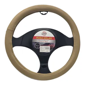 Husă Volan Auto Universal 38 cm Bej, Protecție Antiderapantă, Confort și Aspect Elegant