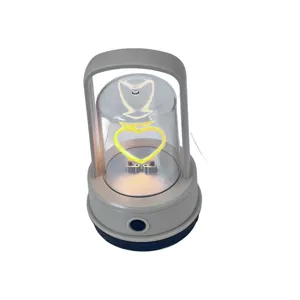 Lampă LED Reîncărcabilă Tip Lanternă – Model Inimă, 3 Mode Iluminare, Încărcare Type-C, Efect Ambient, Ideală pentru Decor, Camping sau Cadou Romantic