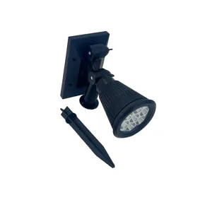 Spot LED Solar Exterior cu Țăruș și Panou Fotovoltaic, Carcasă Neagră, Iluminare Alb Rece, Montaj în Sol sau Pe Perete, Ideal pentru Grădini, Alei și Curți