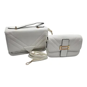 Set 2 Genți de Damă din Piele Ecologică, cu Barete și Detalii Aurii, Design Elegant și Modern