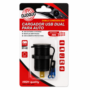 Încărcător USB Auto Dual 12V-24V, Priză Auto cu 2 Porturi USB, Montaj Încastrat pentru Telefon și Accesorii Auto