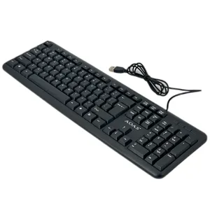 Tastatură Standard Cu Fir USB, Layout Complet QWERTY, Design Ergonomic și Durabil, Tastatură de Birou PC Laptop Negru AOAS