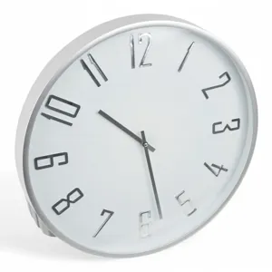 Ceas de Perete Mare 50 cm – Design Modern Alb cu Accente Argintii