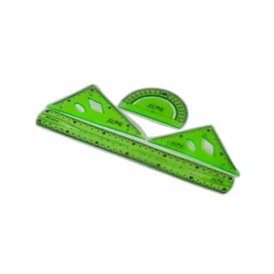 Set Geometrie 4 Piese – Rigla, Echer, Transportor si Compas, Esential pentru Scoala, Rezistent si Practic