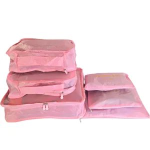 Set 6 huse organizare bagaj pentru călătorie, pungi cu fermoar tip packing cubes, organizator valiză