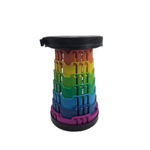Scaun Rotund Extensibil pentru Camping, Pescuit și Picnic, Pliabil și Portabil, Model Curcubeu