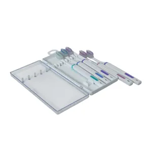 Set 5 Periuțe de Dinți Manuale cu Cutie de Depozitare – Alb/Albastru, Peri Moi