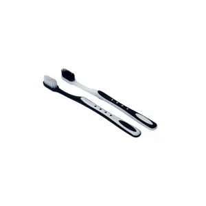 Set 2 Periuțe de Dinți Manuale Profesionale Alb/Negru – Design Ergonomic, Peri Moi pentru Îngrijirea Dentară Zilnică
