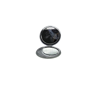 Oglindă de Machiaj Portabilă, Rotundă și Pliabilă, cu Două Oglinzi, Ramă Metalică Argintie, Accesoriu Cosmetic pentru Geantă și Călătorii