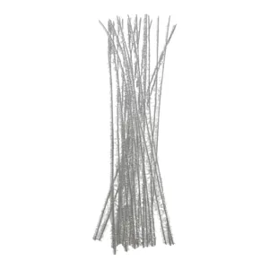 Set 25 Sârme Plușate Metalizate Albe pentru Activități Creative și Decorațiuni, 0,6 x 30 cm
