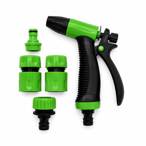 Set Pistol de Stropit 4 Piese pentru Grădină, Pulverizator Reglabil cu Conectori pentru Furtun și Udare Eficientă