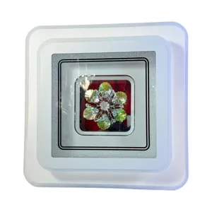 Plafonieră LED pătrată 46 cm, 36W, design modern cu element decorativ central, montaj pe tavan