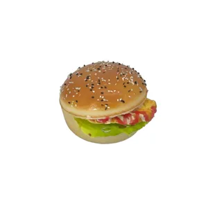 Magnet Decorativ în Formă de Hamburger – Model Realist cu Textură Detaliată, Ideal pentru Frigider sau Panou Magnetic, Disponibil în Mai Multe Culori