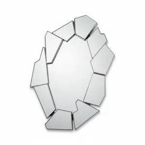 Oglindă decorativă ovală cu elemente geometrice, plastic și sticlă, 60 x 90 cm