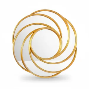 Oglindă decorativă rotundă cu ramă decorativă , design circular suprapus, 69 cm