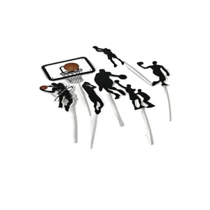 Set 7 Decoruri Tort Tematică Baschet – Coș, Minge, Jucători și Elemente Sportive, Accesorii pentru Aniversări și Candy Bar