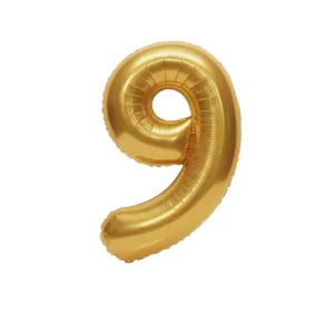 Balon Folie Cifra 9, Auriu Metalizat, pentru Aniversări și Petreceri