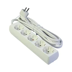 Prelungitor 5 Prize Schuko cu Cablu 3m, 16A 250V, Putere Maxima 3680W, Alb, Protectie Impamantare