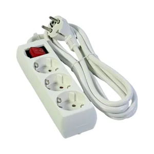 Prelungitor electric 3 prize Schuko cu întrerupător, 3 metri, 16A 250V, 3680W, cablu 1.5mm