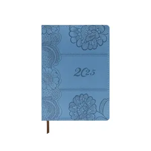 Agenda 2025 cu Calendar A5, 156 File, 14.5 x 21 cm, Copertă Rigidă, Diverse Culori – Albastru și Gri