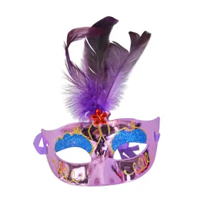 Masca party cu pene decorative, accesoriu carnaval, disponibil in mai multe culori