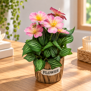 Ghiveci cu Flori Artificiale Ciuboțica-Cucului Roz, 9 x 21 cm, Aranjament Floral Decorativ pentru Casă, Birou și Interior