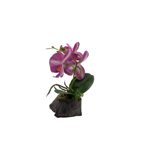 Ghiveci Rustic cu Orhidee Artificială Decorativă, 10,5 x 24 cm, Aranjament Floral Elegant pentru Casă și Birou