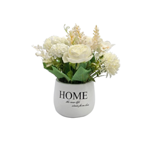 Ghiveci Decorativ cu Flori Artificiale 18 × 24 cm – Aranjament Floral în Ghiveci pentru Casă, Birou, Living sau Cadou