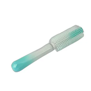 Perie Rotativa pentru Coafat cu Peri Flexibili si Maner Alb-Albastru Gradient, Ideala pentru Uscare Rapida, Volum si Stilizare Usoara