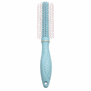 Perie de Păr Rotundă, 22,5 cm, pentru Descurcare, Coafare și Volum, Peri Flexibili și Mâner Ergonomic, Culoare Albastru Deschis