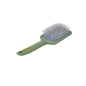 Perie de Păr Dreptunghiulară Verde – Mâner Antiderapant, Design Ergonomic pentru Descurcare Ușoară și Coafare Zilnică