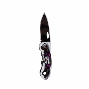 Cuțit Pliabil din Oțel Inoxidabil, cu Lamă Ascuțită și Mâner Ergonomic, Design Grafic Multicolor, Negru-Argintiu
