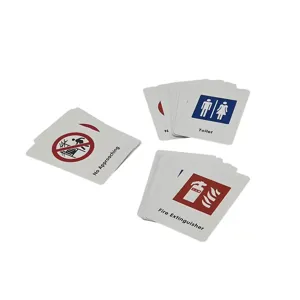 Set 36 Cartonașe Educative – Semne și Simboluri Uzuale în Limba Engleză, Cartonașe Groase cu Ilustrații Vizuale, Ideal pentru Învățare și Recunoaștere Rapidă
