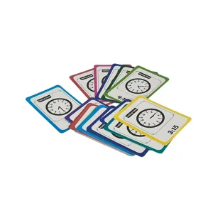 Set 36 Cartonașe Educative – Ceas și Citirea Orei, Cartonașe Groase cu Ilustrații și Ore în Limba Engleză, Ideal pentru Învățarea Timpului și Activități Didactice