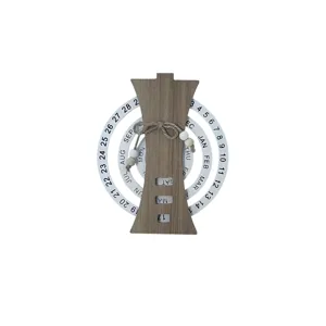 Calendar decorativ rotativ din lemn natural, stil marin, reutilizabil pe termen lung, cu zile, luni și date ajustabile manual – ideal pentru birou, casă și cadouri
