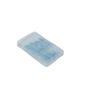 Set 12 Perechi Unghii False Tip Nail Tips cu Sclipici , Reutilizabile, Aplicare Rapida