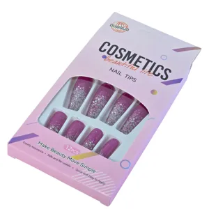 Set 12 Perechi Unghii False Tip Nail Tips cu Sclipici, Disponibil in Mai Multe Culori, Reutilizabile, Aplicare Rapida