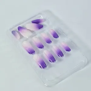 Set 12 Perechi Unghii False Tip Nail Tips, Design Degrade , Reutilizabile, Aplicare Rapida