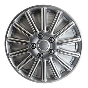 Capac Roată Auto Decorativ cu Design Multispoke, Aspect Metalizat Argintiu