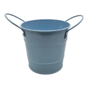 Ghiveci Metalic pentru Flori cu 2 Mânere, 11,5 × 11 × 8,8 cm, Albastru