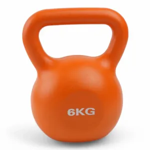 Kettlebell 6KG Portocaliu Acoperit cu Vinyl – Greutate Profesională pentru Fitness, Antrenamente Funcționale și CrossFit