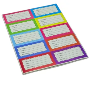 Etichete Școlare Autocolante cu Chenar – Set 12 Bucăți, Culori Mixte, Format Rectangular, Ideal pentru Organizare Rechizite